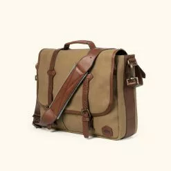 Buffalo Jackson Trading Co. Dakota Reserve Waxed Canvas Leather Messenger Bag | Field Khaki