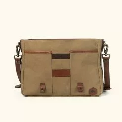 Buffalo Jackson Trading Co. Dakota Reserve Waxed Canvas Leather Messenger Bag | Field Khaki