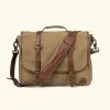 Buffalo Jackson Trading Co. Dakota Reserve Waxed Canvas Leather Messenger Bag | Field Khaki