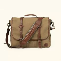 Buffalo Jackson Trading Co. Dakota Reserve Waxed Canvas Leather Messenger Bag | Field Khaki