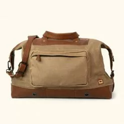 Buffalo Jackson Trading Co. Dakota Waxed Canvas Oversized Weekend Bag | Field Khaki W/ Chestnut Brown Leather