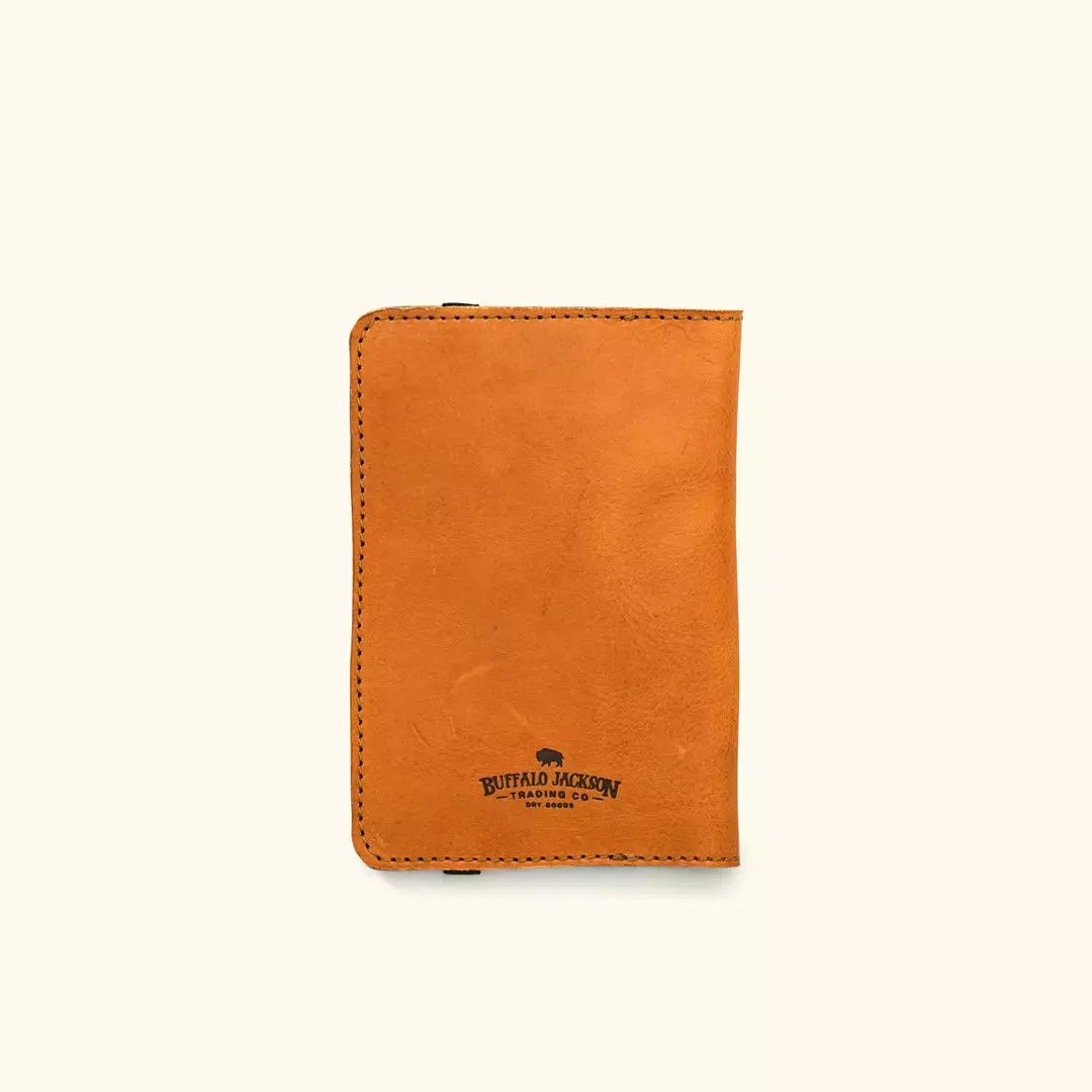 Buffalo Jackson Trading Co. Dakota Leather Passport Wallet & Field Notes Cover | Saddle Tan