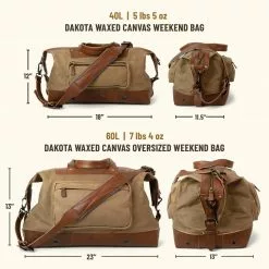 Buffalo Jackson Trading Co. Leather Duffle Bags Dakota Waxed Canvas Weekend Bag | Field Khaki W/ Chestnut Brown Leather 23 Buffalo Jackson Trading Co. Leather Duffle Bags Dakota Waxed Canvas Weekend Bag | Field Khaki W/ Chestnut Brown Leather