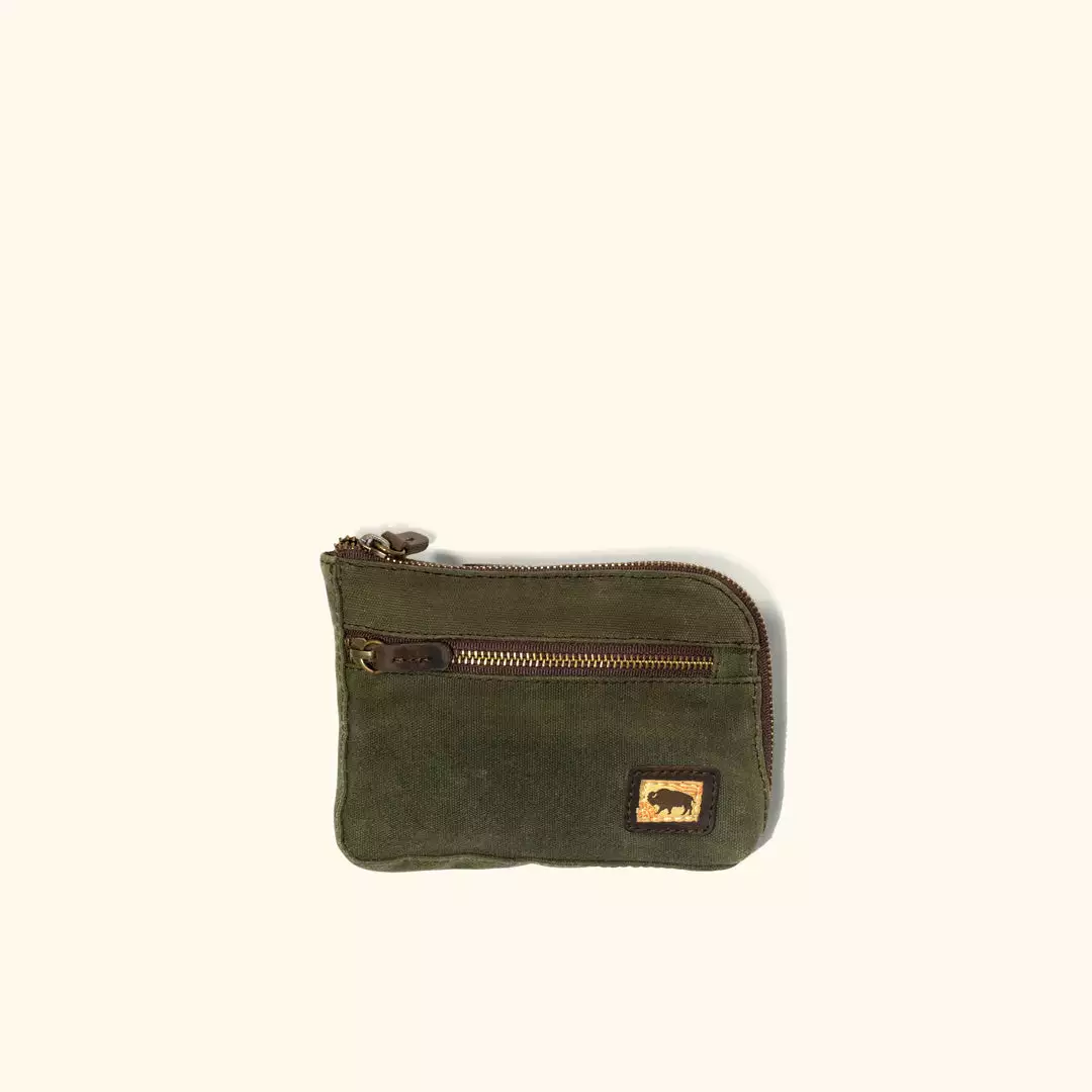 Buffalo Jackson Trading Co. Tech & Organization Denver Waxed Canvas Zipper Gear Pouch - Small | Green 3 Buffalo Jackson Trading Co. Tech & Organization Denver Waxed Canvas Zipper Gear Pouch - Small | Green