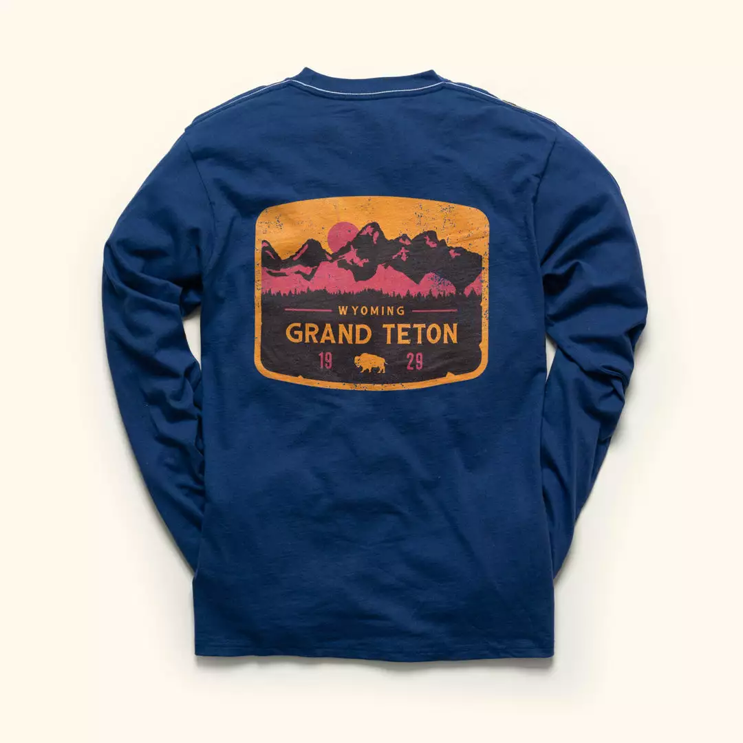 Buffalo Jackson Trading Co. Apparel Grand Teton National Park L/S Tee | Royal Blue 3 Buffalo Jackson Trading Co. Apparel Grand Teton National Park L/S Tee | Royal Blue