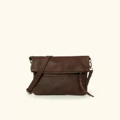 Buffalo Jackson Trading Co. Madison Leather Crossbody Foldover Clutch | Dark Hazelnut