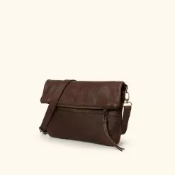Buffalo Jackson Trading Co. Madison Leather Crossbody Foldover Clutch | Dark Hazelnut