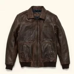 Buffalo Jackson Trading Co. Ranger Leather Bomber Jacket | Distressed Brown