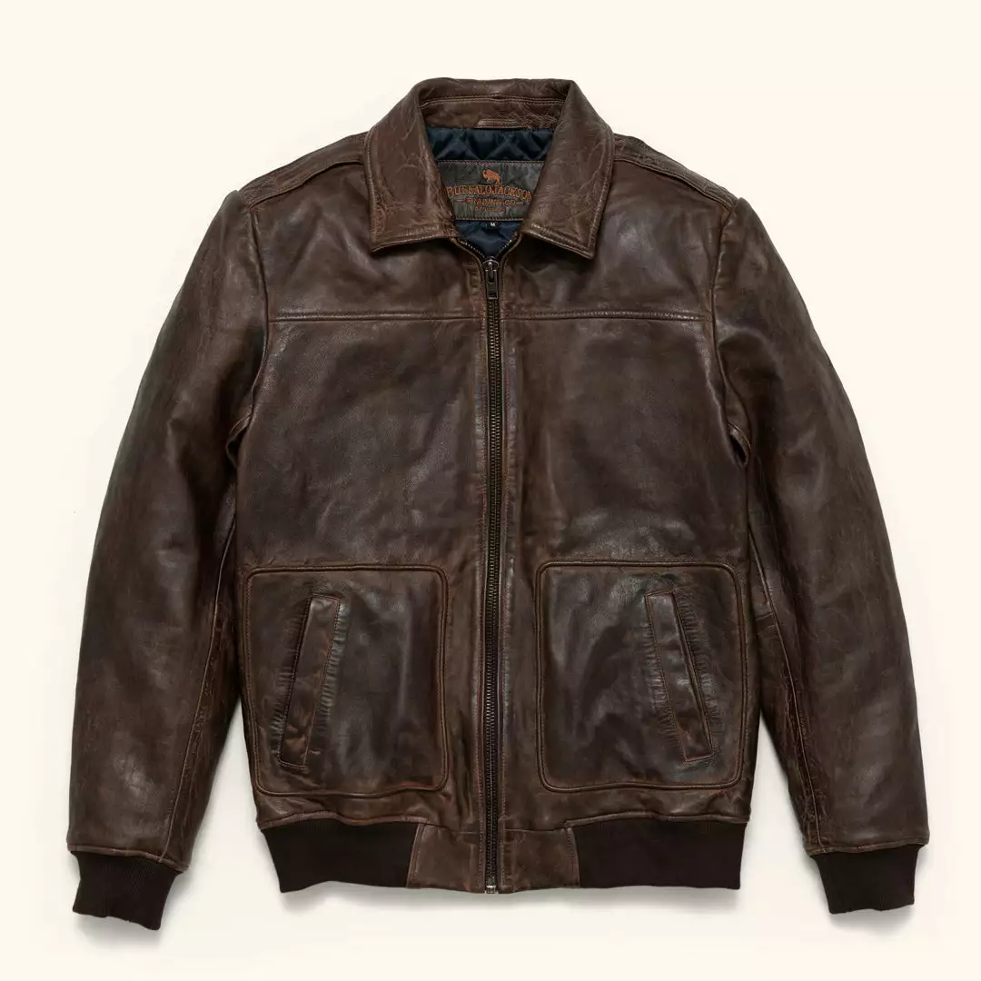 Buffalo Jackson Trading Co. Ranger Leather Bomber Jacket | Distressed Brown 4 Buffalo Jackson Trading Co. Ranger Leather Bomber Jacket | Distressed Brown