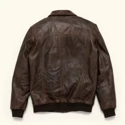 Buffalo Jackson Trading Co. Leather Jackets Maverick Leather Bomber Jacket | Distressed Brown