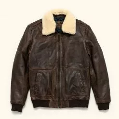 Buffalo Jackson Trading Co. Leather Jackets Maverick Leather Bomber Jacket | Distressed Brown