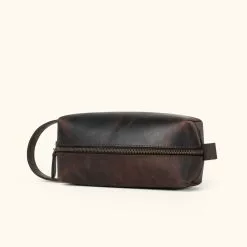 Buffalo Jackson Trading Co. Roosevelt Buffalo Leather Dopp Kit | Dark Oak Dopp Kits & Toiletry Kits