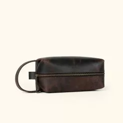 Buffalo Jackson Trading Co. Roosevelt Buffalo Leather Dopp Kit | Dark Oak Dopp Kits & Toiletry Kits