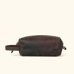 Buffalo Jackson Trading Co. Roosevelt Buffalo Leather Dopp Kit | Dark Oak Dopp Kits & Toiletry Kits