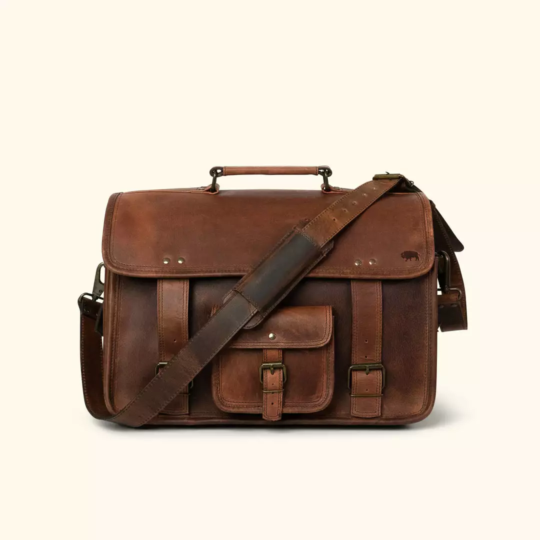 Buffalo Jackson Trading Co. Roosevelt Buffalo Leather Briefcase Bag | Dark Oak Best Sellers 3 Buffalo Jackson Trading Co. Roosevelt Buffalo Leather Briefcase Bag | Dark Oak Best Sellers