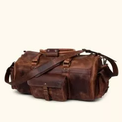 Buffalo Jackson Trading Co. Roosevelt Buffalo Leather Duffle Bag | Dark Oak