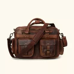 Buffalo Jackson Trading Co. Roosevelt Buffalo Leather Pilot Bag | Dark Oak