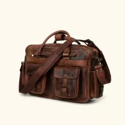 Buffalo Jackson Trading Co. Roosevelt Buffalo Leather Pilot Bag | Dark Oak