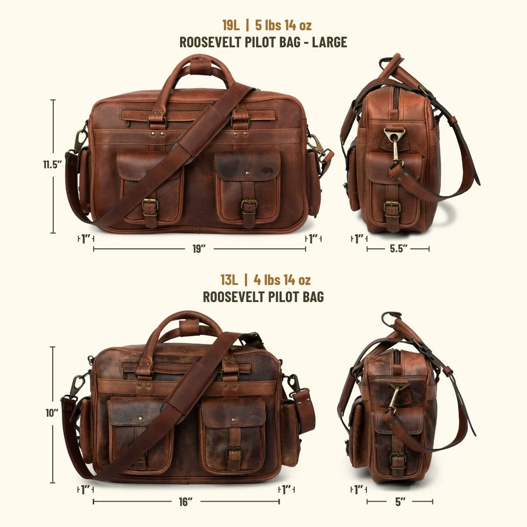 Buffalo Jackson Trading Co. Best Sellers Roosevelt Buffalo Leather Pilot Bag - Large | Dark Oak 9 Buffalo Jackson Trading Co. Best Sellers Roosevelt Buffalo Leather Pilot Bag - Large | Dark Oak
