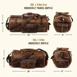 Buffalo Jackson Trading Co. Roosevelt Buffalo Leather Travel Duffle Bag | Dark Oak
