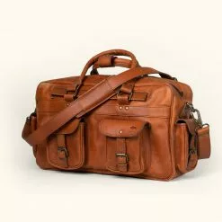 Buffalo Jackson Trading Co. Roosevelt Buffalo Leather Pilot Bag - Large | Amber Brown New