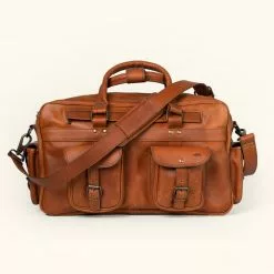 Buffalo Jackson Trading Co. Roosevelt Buffalo Leather Pilot Bag - Large | Amber Brown New