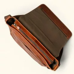 Buffalo Jackson Trading Co. Roosevelt Buffalo Leather Satchel Messenger Bag - Large | Amber Brown