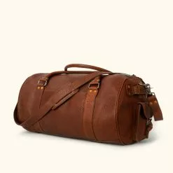 Buffalo Jackson Trading Co. Leather Duffle Bags Ryder Reserve Bison Leather Travel Duffle Bag | Brown