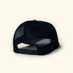 Buffalo Jackson Trading Co. Trucker Leather Patch Hat | Heather Gray And Navy