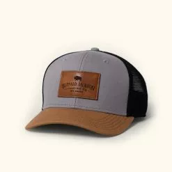 Buffalo Jackson Trading Co. Accessories Trucker Leather Patch Hat | Mid-Pro | Gray Carmel Black