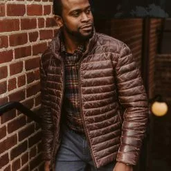 Buffalo Jackson Trading Co. Leather Jackets Bridger Leather Down Jacket | Dark Brown