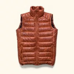 Buffalo Jackson Trading Co. Leather Jackets Bridger Leather Down Vest | Light Brown