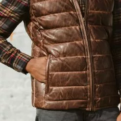 Buffalo Jackson Trading Co. Leather Jackets Bridger Leather Down Vest | Dark Brown 23 Buffalo Jackson Trading Co. Leather Jackets Bridger Leather Down Vest | Dark Brown