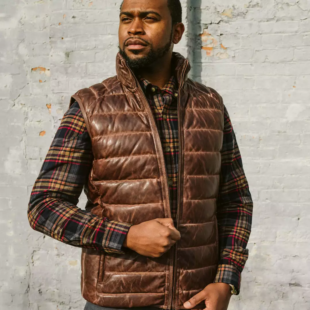 Buffalo Jackson Trading Co. Leather Jackets Bridger Leather Down Vest | Dark Brown 14 Buffalo Jackson Trading Co. Leather Jackets Bridger Leather Down Vest | Dark Brown