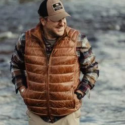 Buffalo Jackson Trading Co. Leather Jackets Bridger Leather Down Vest | Light Brown