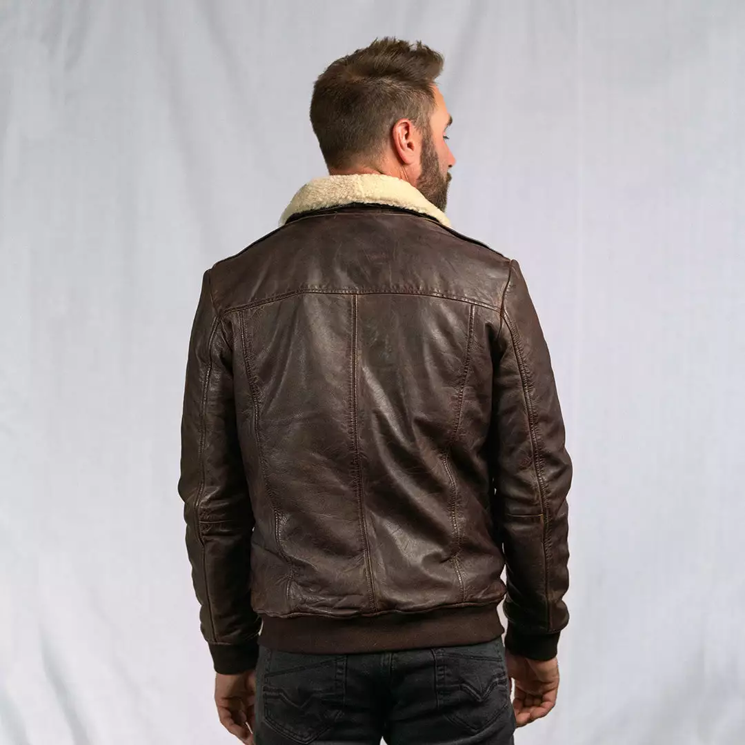 Buffalo Jackson Trading Co. Ranger Leather Bomber Jacket | Distressed Brown 14 Buffalo Jackson Trading Co. Ranger Leather Bomber Jacket | Distressed Brown