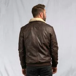 Buffalo Jackson Trading Co. Leather Jackets Maverick Leather Bomber Jacket | Distressed Brown
