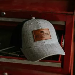 Buffalo Jackson Trading Co. Trucker Leather Patch Hat | Heather Gray And Navy