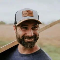 Buffalo Jackson Trading Co. Accessories Trucker Leather Patch Hat | Mid-Pro | Gray Carmel Black