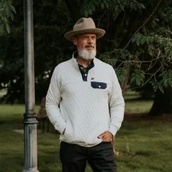 Buffalo Jackson Trading Co. Apparel Cannon Quilted Pullover | Ecru Heather