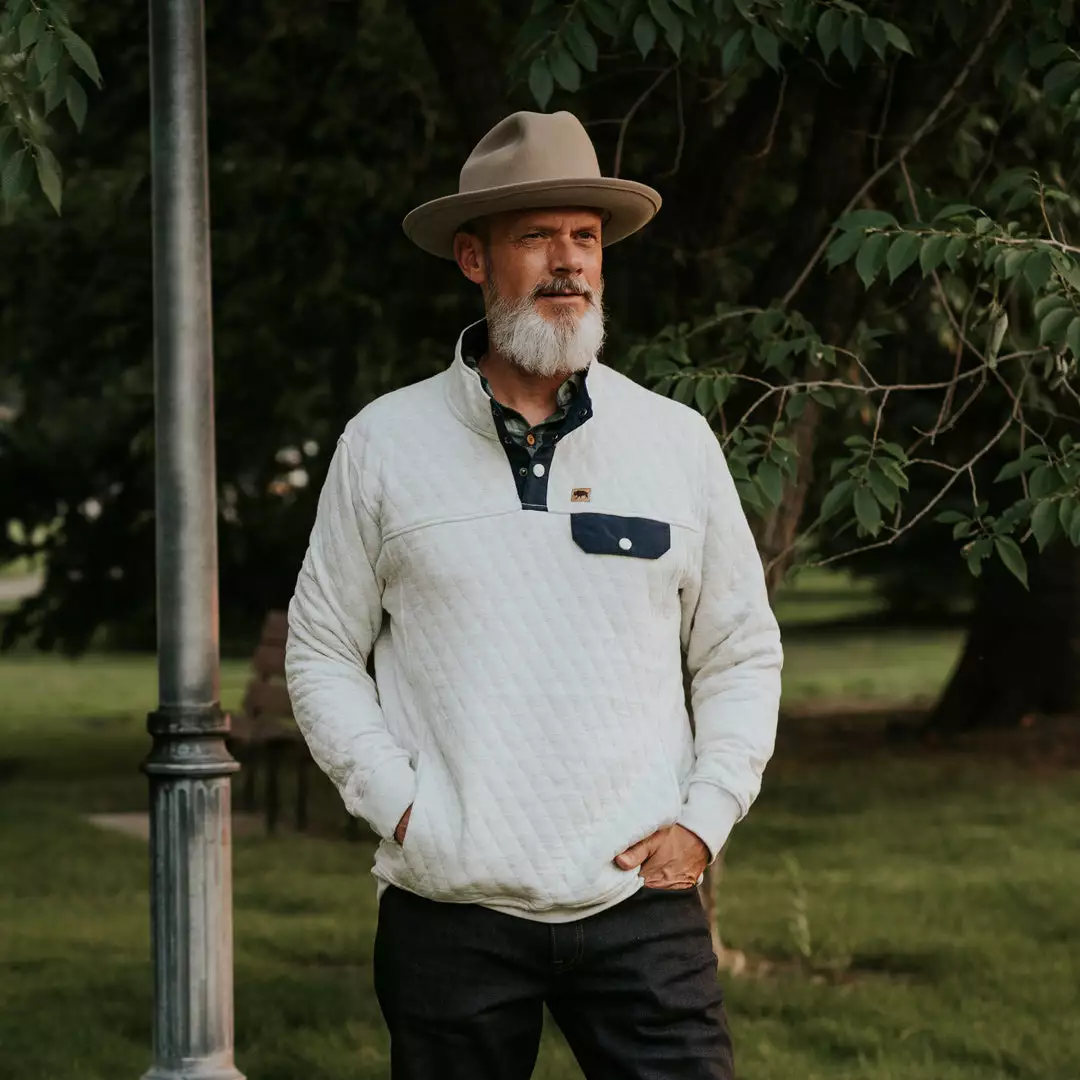 Buffalo Jackson Trading Co. Apparel Cannon Quilted Pullover | Ecru Heather 4 Buffalo Jackson Trading Co. Apparel Cannon Quilted Pullover | Ecru Heather