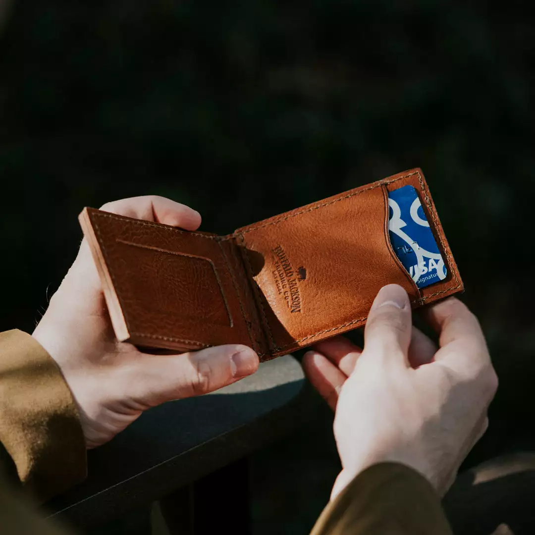 Buffalo Jackson Trading Co. Dakota Leather Magnetic Money Clip Bifold Wallet | Saddle Tan 8 Buffalo Jackson Trading Co. Dakota Leather Magnetic Money Clip Bifold Wallet | Saddle Tan