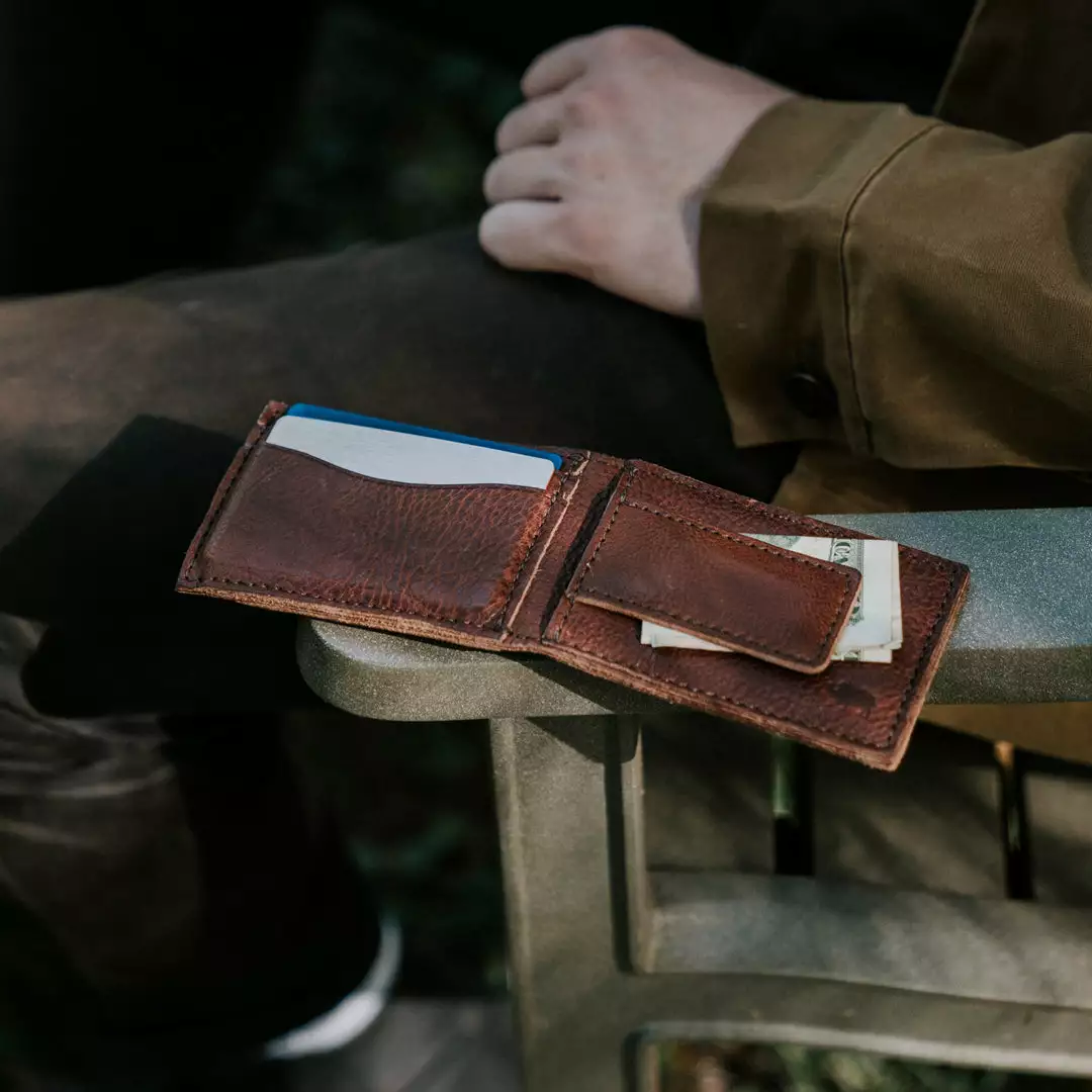 Buffalo Jackson Trading Co. Dakota Leather Bifold - Metal Money Clip Wallet | Chestnut Brown 8 Buffalo Jackson Trading Co. Dakota Leather Bifold - Metal Money Clip Wallet | Chestnut Brown