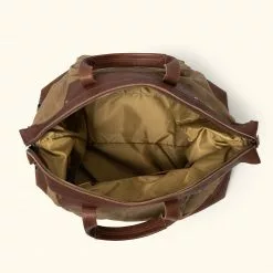 Buffalo Jackson Trading Co. Dakota Waxed Canvas Oversized Weekend Bag | Field Khaki W/ Chestnut Brown Leather