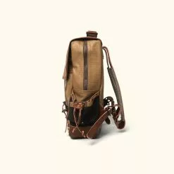 Buffalo Jackson Trading Co. Leather Backpacks Dakota Waxed Canvas Commuter Backpack | Field Khaki W/ Chestnut Brown Leather