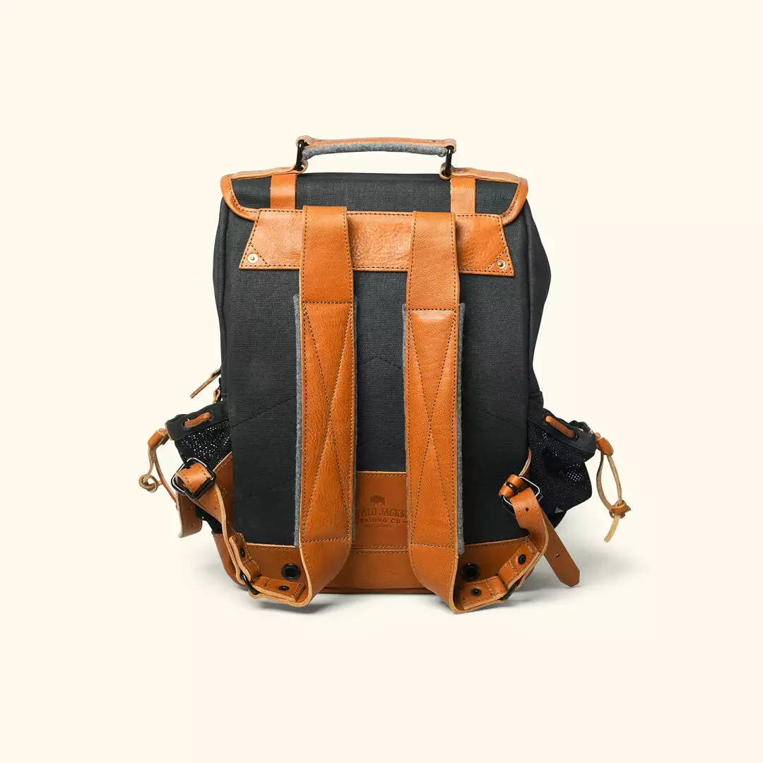 Buffalo Jackson Trading Co. Dakota Waxed Canvas Commuter Backpack | Navy Charcoal W/ Saddle Tan Leather Leather Backpacks 6 Buffalo Jackson Trading Co. Dakota Waxed Canvas Commuter Backpack | Navy Charcoal W/ Saddle Tan Leather Leather Backpacks