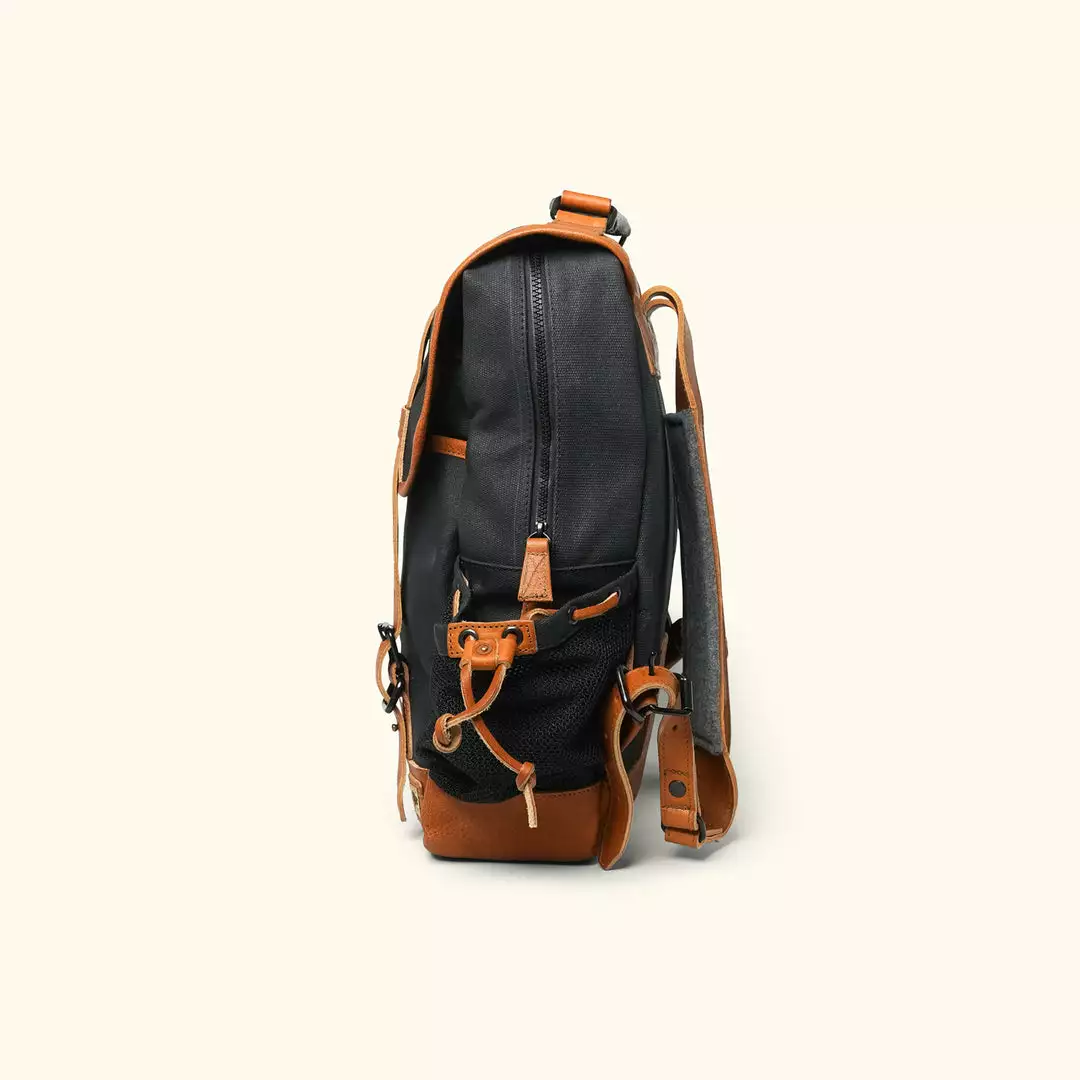 Buffalo Jackson Trading Co. Dakota Waxed Canvas Commuter Backpack | Navy Charcoal W/ Saddle Tan Leather Leather Backpacks 5 Buffalo Jackson Trading Co. Dakota Waxed Canvas Commuter Backpack | Navy Charcoal W/ Saddle Tan Leather Leather Backpacks
