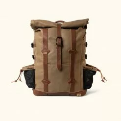 Buffalo Jackson Trading Co. Leather Travel Bags Waxed Canvas Rolltop Backpack | Dakota Collection | Field Khaki