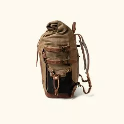 Buffalo Jackson Trading Co. Leather Travel Bags Waxed Canvas Rolltop Backpack | Dakota Collection | Field Khaki