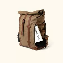Buffalo Jackson Trading Co. Leather Travel Bags Waxed Canvas Rolltop Backpack | Dakota Collection | Field Khaki